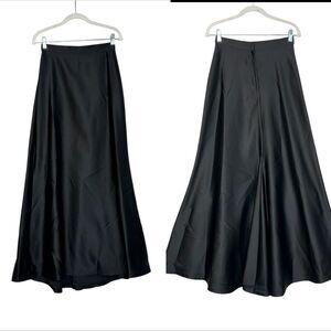 Tadashi Shoji Black Formal Satin Fishtail Maxi Skirt Vintage | Size 4